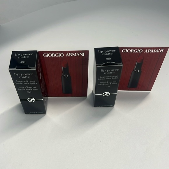 Giorgio Armani Set of 2 Lip Power Matte 400 Long Wear Matte Lipstick Mini - New - Picture 2 of 4
